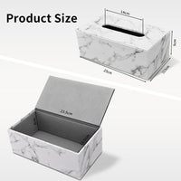 1 x RAW Customer Returns LADSTAG tissue box tissue dispenser cosmetic tissue box made of PU leather, tissue box tissue box cover tissue box rectangular 25 13.5 9.5 cm, delivered with 4 coasters as a gift marble  - RRP €19.14