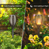 1 x RAW Customer Returns Teliser solar lamps for outdoors 4 pieces, solar garden torches flame light 33LED torches, IP65 waterproof solar lights garden with flame effect for terrace, path - RRP €30.24