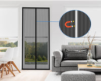 1 x RAW Customer Returns DIKER fly screen magnet door, balcony door insect protection fly curtain magnetic door, insect protection curtain door patio door, insect screen slatted curtain magnetic curtain 90 x 200cm, black  - RRP €21.1