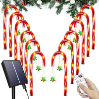 1 x RAW Customer Returns Amzxart Outdoor Christmas Decorations, 12 Solar Poles Candy Cane Christmas Lights Outdoor Decoration 8 Modes Solar Christmas Lights Outdoor Waterproof Pathway Light - RRP €29.89