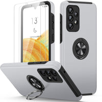 1 x RAW Customer Returns AOUIA Case for Samsung Galaxy A33 5G with 2 Pack Tempered Glass Screen Protector, Case with 360 Ring Stand Mobile Phone Case Protective Cover Magnetic Car Holder Shockproof Cover for Samsung A33 5G, Silver - RRP €13.92