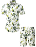 1 x RAW Customer Returns JOGAL Men s Hawaiian Shirt Casual Floral Short Sleeve White Turquoise XXXL - RRP €39.99