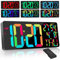 1 x RAW Customer Returns XREXS 18 Large Digital Wall Clock with RGB Color Changing, Digital Wall Clock with Remote Control, Temperature Alarm Date Day 8 Languages Alarm DST, LED Digital Wall Clock Adjustable Brightness - RRP €59.99