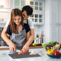 1 x RAW Customer Returns Plastic Cutting Boards for Kitchen, Fotouzy Flexible Cutting Mats with Hole, Set of 4, BPA Free, Non-Slip Back, Dishwasher Safe, Multi Gray, 30x38cm - RRP €18.41