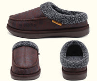 1 x Brand New COFACE Brown Slippers Men s Winter Warm Plush Wool Lined Slippers Men Comfort Memory Foam Moccasin Hut Shoes with Non-Slip Rubber Sole Indoor and Outdoor Size 46EU - RRP €25.86