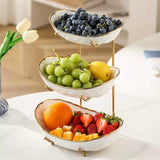 1 x RAW Customer Returns XUDREZ fruit stand with 3 levels of ceramic fruit bowls, space-saving fruit basket stand for the family - modern fruit bowl, suitable for vegetables, fruit, snacks, sweets White A  - RRP €42.99