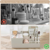 1 x Brand New FRETONBA Make Up Cosmetic Organizer Plastic 14 Squares Multifunctional Dressing Table Organizer with Lid Large Makeup Organizer for Bathroom, Bedroom, Dressing Table White - RRP €23.24