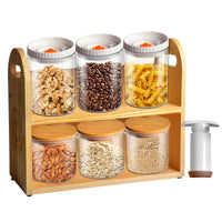 1 x Brand New Risiours set of 6 storage jars with lids, glass storage containers with lids, vacuum storage jars suitable for long-term storage of food such as coffee in the kitchen, BPA-free  - RRP €69.99