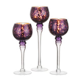 1 x RAW Customer Returns Inweder Small Crystal Candle Holders - 3 Pieces Mercury Glass Candle Holders for Centerpieces Candle Holders for Floating Purple Pillar Candles Candle Holders for Christmas Wedding Home Decoration - RRP €34.59