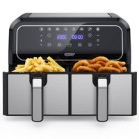 1 x RAW Customer Returns Innsky Dual Zone Hot Air Fryer 2 Chambers 8L, 8 Programs Hot Air Fryer Double, Airfryer with 2 Baskets, Hot Air Fryer without Oil, Dual Cook, Synchronize Ready Technology, Shake Mode - RRP €132.98