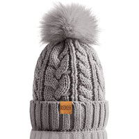 1 x RAW Customer Returns REDESS Gorro de Invierno with pomp n para Mujer con Forro Polar calido, Gorro de esqu Grueso y Holgado con Punto de Nieve y Calavera - RRP €19.99