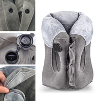 1 x RAW Customer Returns vapesoon Inflatable Travel Pillow for Neck, Face, Head and Body - Travel Pillow for Airplane, Train, Office Gray  - RRP €24.58