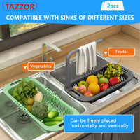 3 x Brand New TAZZOR Kitchen Sink Strainer 2 Pieces Sink Drainer with Towel Holder Adjustable Sink Strainer, Sink Organizer, BPA Free Sink Drainer for Washing Fruits and Vegetables - RRP €57.6