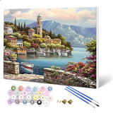 1 x Brand New Fuumuui Painting by Numbers Adults and Children Beginner Painting with Frame including Brushes and Acrylic Paints 40 x 50 cm - Landscape, Castle - RRP €26.21