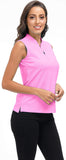 1 x RAW Customer Returns MoFiz Sleeveless Shirt Women Blouse Golf Polo Shirt Summer Breathable Top with Zipper Pink M - RRP €23.99