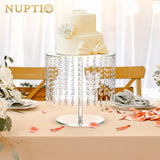 1 x RAW Customer Returns NUPTIO Acrylic Cake Stand Cupcake Stand 31cm Diameter Clear Afternoon Tea Dessert Cup Cake Serving Plate with Crystal Chandelier for Wedding Birthday Party Baby Shower Decorations - RRP €36.74