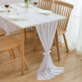 1 x RAW Customer Returns CHUQING table runner chiffon, in white 70 cm x 5 m , decorative table ribbon made of fabric, table decoration for birthdays, weddings, communions - RRP €27.22