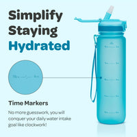 1 x RAW Customer Returns Hydracy Drinking Bottle with Straw and Time Marker - 1L Water Bottle - BPA-Free Drinking Bottle - Leak-Proof Sports Bottle - Condensation-Free for Sports and Outdoor - RRP €22.97