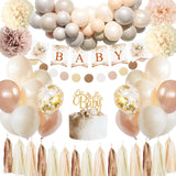 1 x RAW Customer Returns Baby Party Decoration Girl Boy, Baby Decoration Boy Girl, Beige Nude White Baby Shower Decoration, Baby Shower Decoration, Gender Reveal Party, Baby Shower Balloon Garland for Baby Boy Girl Boho Decoration - RRP €16.99