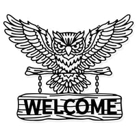 1 x Brand New ORIGACH Black Metal Owl Wall Decor, Black Owl on a Tree Trunk with Welcome Sign Wall Decor Modern Metal Owl Welcome Decoration Ornaments for Door Kitchen Cafe Office - RRP €20.4