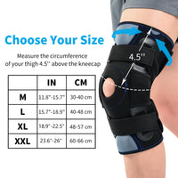 1 x RAW Customer Returns ABYON Articulated Knee Brace for Men and Women, Knee Support with Open Patella and Bilateral Stabilizers to Relieve Knee Pain, MCL, ACL, LCL, Tendonitis, Ligaments - RRP €23.54