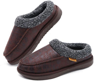 1 x Brand New COFACE Brown Slippers Men s Winter Warm Plush Wool Lined Slippers Men Comfort Memory Foam Moccasin Hut Shoes with Non-Slip Rubber Sole Indoor and Outdoor Size 46EU - RRP €25.86