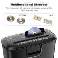 1 x RAW Customer Returns Bonsaii document shredder, 8-sheet strip cut paper shredder for home office, CD credit card shredder with overheating protection, shredder, 13 liter wastepaper basket S120-C  - RRP €30.24