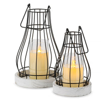 3 x Brand New Romadedi Lantern Wooden Rustic Decoration - Country Style White Lanterns Large for Vintage Country House Christmas Table Decoration Autumn Living Room Decoration Garden Outside Outdoor - RRP €90.72