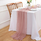 1 x RAW Customer Returns AOKSUNOVA Table Runner Muslin Wedding Old Pink Vintage 4m x 80cm Cheesecloth Table Runner 400cm - RRP €22.18