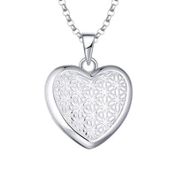 1 x Brand New JO WISDOM Women s Necklace Heart Flower of Life Medallion Photo Pictures Amulet Silver 925, Chain Pendant Flower of Life with White Gold Plated, Jewelery for Women - RRP €68.57