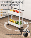 1 x RAW Customer Returns GOOPOOL kitchen trolley with 4 levels, rolling trolley, kitchen shelf, niche shelf, 360 rotating wheels, lockable, bathroom shelf storage trolley for kitchen bathroom, kitchen, office, with 4 hooks, white - RRP €28.51