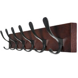 1 x RAW Customer Returns SKOLOO Coat Rack Wall Mount - Wood Brown Wall Coat Rack Hooks Wall Coat Rack Hanger Rack with 6 Hooks for Hanging Coats, Hats, Clothes, Scarves, Brown Black - RRP €25.99