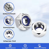 1 x Brand New qingmeng hexagon nuts M6, 50 pieces M6 nut silver carbon steel, self-locking nuts, M6 stop nut lock nuts, lock nuts set screw nut M6 metric thread nut - RRP €26.4