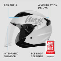 1 x RAW Customer Returns Westt open face helmet with visor and sun visor motorcycle helmet men women scooter helmet moped helmet moped chopper helmet motorcycle half helmet open face helmet pilot helmet ECE DOT certified - RRP €79.95