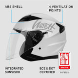 1 x RAW Customer Returns Westt open face helmet with visor and sun visor motorcycle helmet men women scooter helmet moped helmet moped chopper helmet motorcycle half helmet open face helmet pilot helmet ECE DOT certified - RRP €79.95