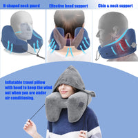 1 x RAW Customer Returns EPROICKS Neck Pillow Travel Pillow Inflatable, Neck Pillow Inflatable, Neck Pillow Airplane Inflatable for Travel, Train, Car, Office Blue  - RRP €19.82