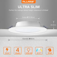 1 x RAW Customer Returns ALUSSO LED recessed spotlights 230V flat 4W ceiling spots warm white neutral white cold white adjustable IP44 ceiling spots recessed lights recessed spots ceiling spotlights for bathroom kitchen living room, set of 6 - RRP €32.96