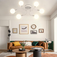 1 x RAW Customer Returns niuniaj Industrial Living Room Chandelier, 6 Lights Vintage Ceiling Light E27, White Ceiling Lamp, Sputnik Ceiling Light for Bedroom, Living Room, Kitchen. Diameter 70CM Without Bulb  - RRP €41.99