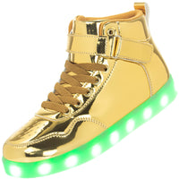 1 x RAW Customer Returns APTESOL Unisex LED Luminous Shoes High-Top Light Flashing Sneakers USB Charging Shoes for Women Men Gold, 41  - RRP €38.4