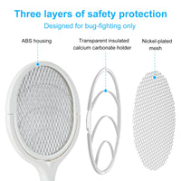 1 x RAW Customer Returns FORMIZON Electric Fly Swatter, Type-C Rechargeable Electric Insect Catcher, 90 Degree Rotating Fly Insect Mosquito Killer, Double Layers Mesh Protection Mosquito Trap White - RRP €24.83