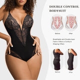 1 x RAW Customer Returns Popilush Shapewear Thong for Women Shaping Bodysuits Tummy Control Deep V-Neck Low Back Body Shaper Plus Size - RRP €55.79