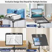 2 x RAW Customer Returns KDD projector stand - 4 in 1 music stand, foldable, stable with spring arm, laptop floor stand, tablet holder with sliding lever - projector tripod stand, height adjustable from 59cm to 160cm and 180 rotatable - RRP €103.9