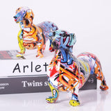 1 x RAW Customer Returns suruim Creative Painted Colorful Dachshund Dog Decoration Home Modern Wine Cabinet Office Desk Resin Crafts Miniatures Statue 11.0 x 3.7 x 6.7 inch  - RRP €47.41