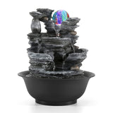 1 x RAW Customer Returns Dyna-Living Indoor Fountain Table Fountain with Rolling Ball Fountain Polyresin Fountain LED Lighting Multicolored Table Top Water Fountain Rock Garden - RRP €50.41