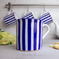 2 x RAW Customer Returns City to Cottage - Ceramic XXL mug 500 ml Coffee mug Blue and white striped Handmade Ceramic tableware Large cup - RRP €46.9