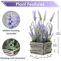 1 x RAW Customer Returns Artificial Lavender Flowers Artificial Plants Artificial Flowers Flocked Plastic Lavender in Antique Wooden Pot Indoor Outdoor Home Kitchen Office Table Decoration Decor - RRP €25.2