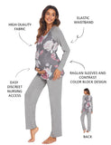 1 x RAW Customer Returns Ekouaer Women s Maternity Pajamas Set, Long Sleeve Maternity Clothes for Pregnancy Gray Flowers S - RRP €33.86