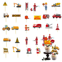 1 x Brand New Firefighter Birthday Cake Decoration Firefighter Decoration Firefighter Cake Toppers Firefighter Engineer Birthday Decorations for Kids, 52 Pieces - RRP €22.8