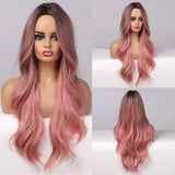 4 x Brand New Women s Pink Wig 24 Inch Long Ombre Wavy Natural Heat Resistant Synthetic Wig For Daily Party Use - RRP €94.24