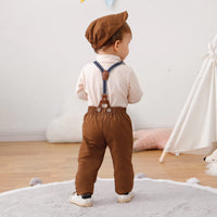 1 x RAW Customer Returns ZOEREA 4pcs Baby Boy Clothing Set Christening Clothes Romper with Bow Tie Suspenders Baby Clothing Sets Gentleman Suit for Festive Wedding Beige, 3-6 Months - RRP €40.99